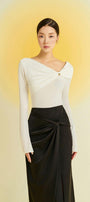 Camellia Asymmetric Twisted Silk Midi Skirt - MEAN BLVD