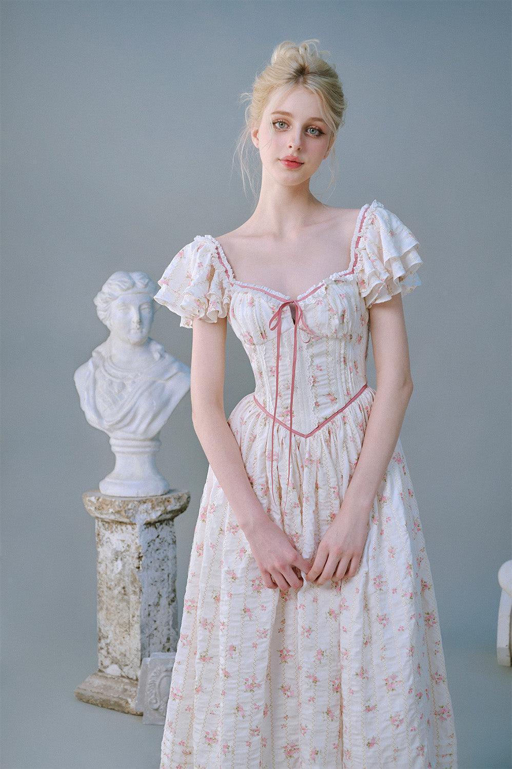 Women's Camellia Fit and Flare Flutter Sleeved Mesh Silk Midi Dress XS/S/M/L/Customize Baby Pink/White Plain/Floral MEAN BLVD Women's Camellia Fit and Flare Flutter Sleeved Mesh Silk Midi Dress XS/S/M/L/Customize Baby Pink/White Plain/Floral MEAN BLVD