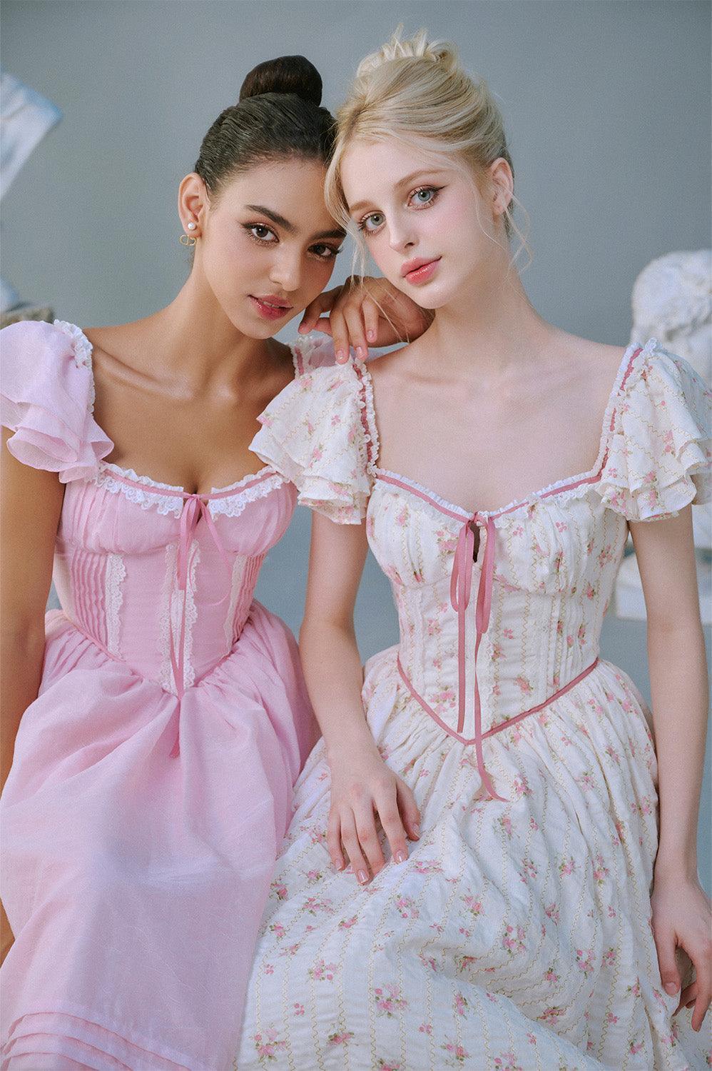 Women's Camellia Fit and Flare Flutter Sleeved Mesh Silk Midi Dress XS/S/M/L/Customize Baby Pink/White Plain/Floral Mean Blvd S / Baby Pink / Plain Women's Camellia Fit and Flare Flutter Sleeved Mesh Silk Midi Dress XS/S/M/L/Customize Baby Pink/White Plain/Floral Mean Blvd S / Baby Pink / Plain