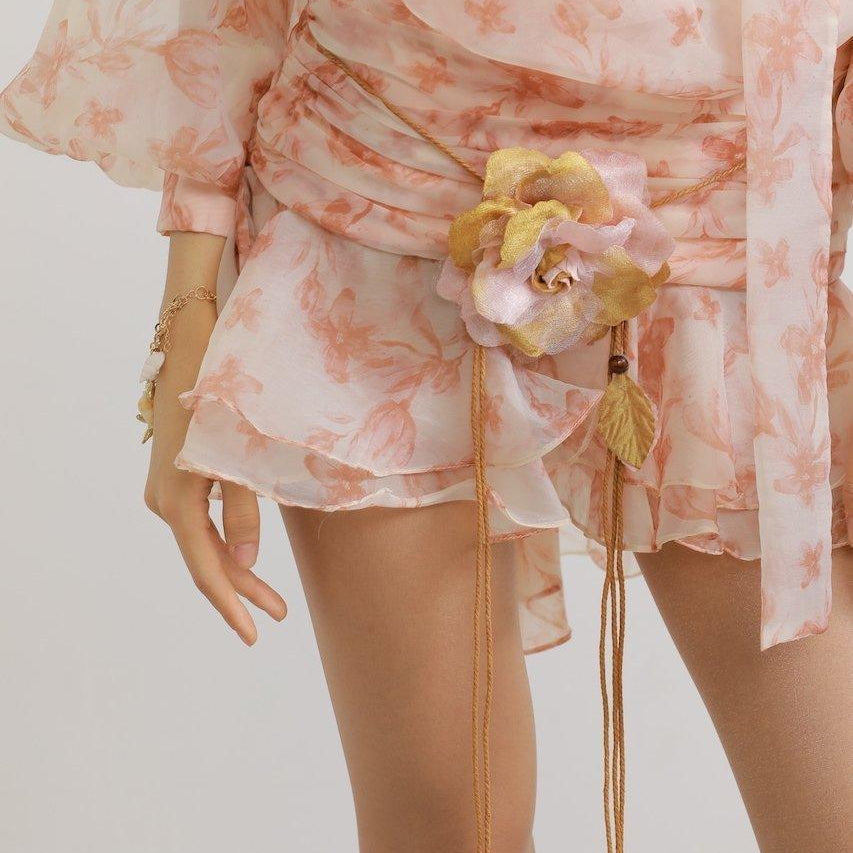 Camellia Floral Chiffon Belt - MEAN BLVD