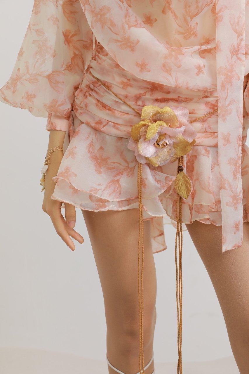 Women's Camellia Floral Chiffon Belt Onesize Multicolor Mean Blvd