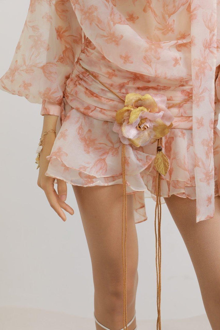 Camellia Floral Chiffon Belt - MEAN BLVD