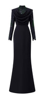 Cameron Mermaid High Neck Crepe Floor Length Dress - MEAN BLVD