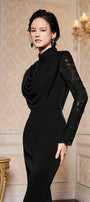 Cameron Mermaid High Neck Crepe Floor Length Dress - MEAN BLVD