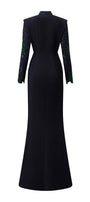 Cameron Mermaid High Neck Crepe Floor Length Dress - MEAN BLVD