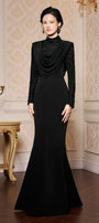 Cameron Mermaid High Neck Crepe Floor Length Dress - MEAN BLVD
