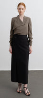 Camila Straight Asymmetric Neck Crepe Shirt - MEAN BLVD