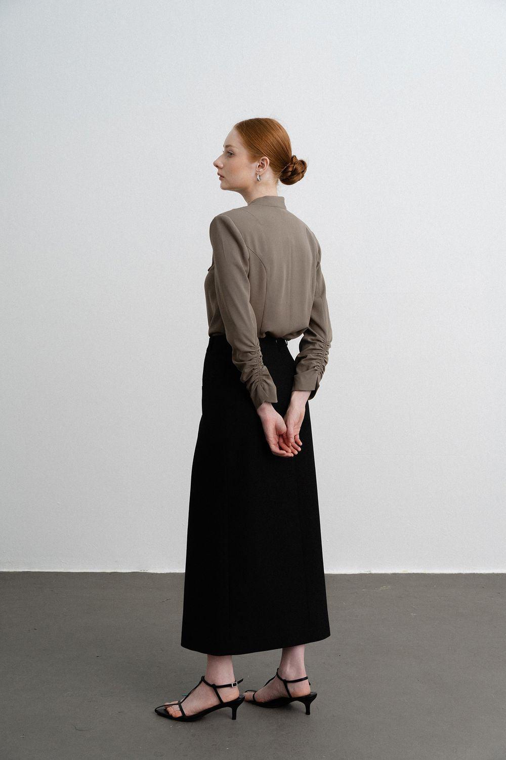 Camila Straight Asymmetric Neck Crepe Shirt - MEAN BLVD
