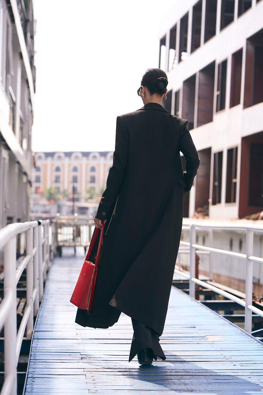 Camila Straight Peak Lapel Wool Blend Trench Coat - MEAN BLVD