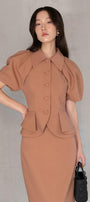 Camilla Peplum Puffy Sleeved Twill Top - MEAN BLVD