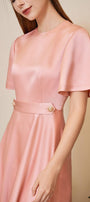 Camille Fit and Flare Round Neck Taffeta Silk Midi Dress - MEAN BLVD