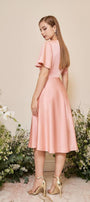 Camille Fit and Flare Round Neck Taffeta Silk Midi Dress - MEAN BLVD