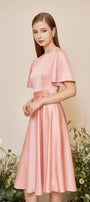 Camille Fit and Flare Round Neck Taffeta Silk Midi Dress - MEAN BLVD