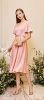 Camille Fit and Flare Round Neck Taffeta Silk Midi Dress - MEAN BLVD