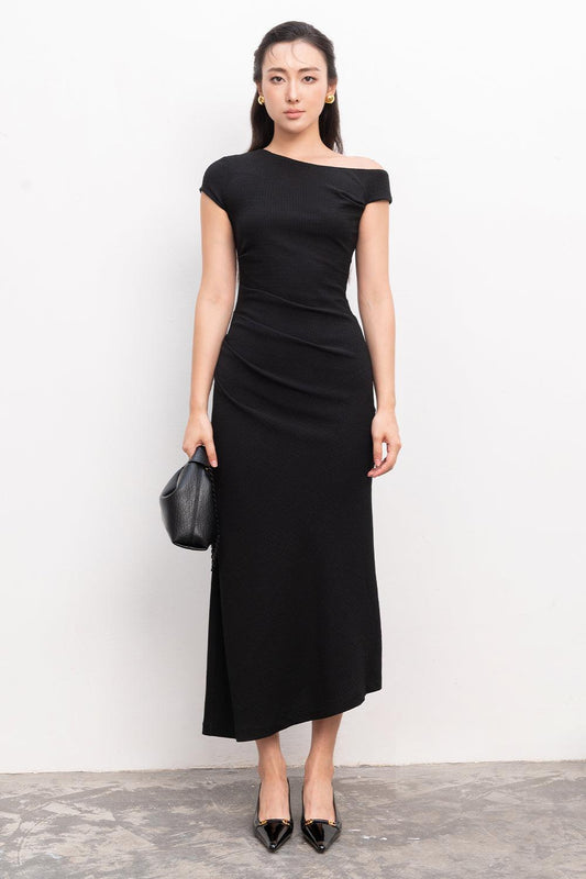 Candace Sheath One Shoulder Foam Midi Dress - MEAN BLVD