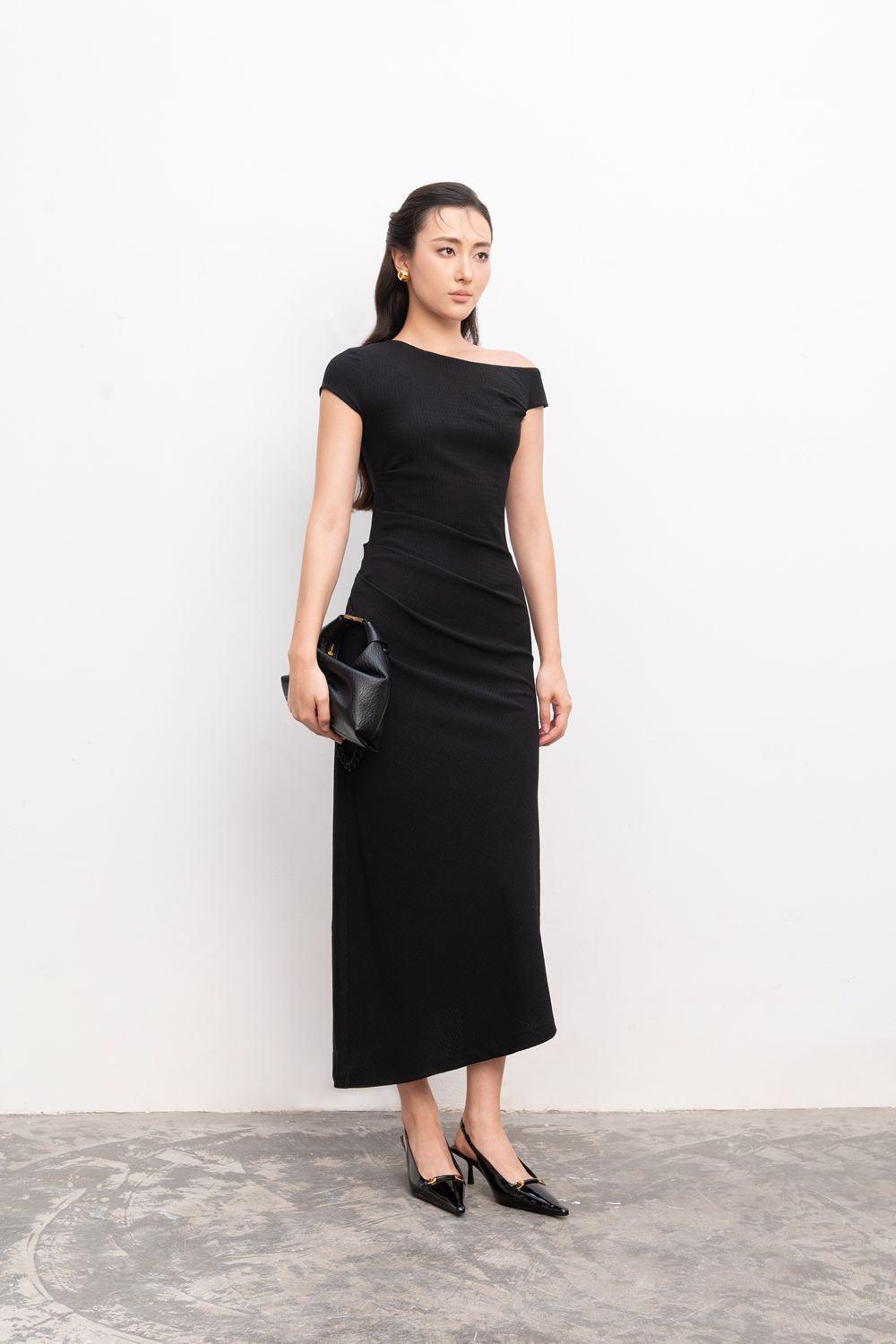 Candace Sheath One Shoulder Foam Midi Dress - MEAN BLVD