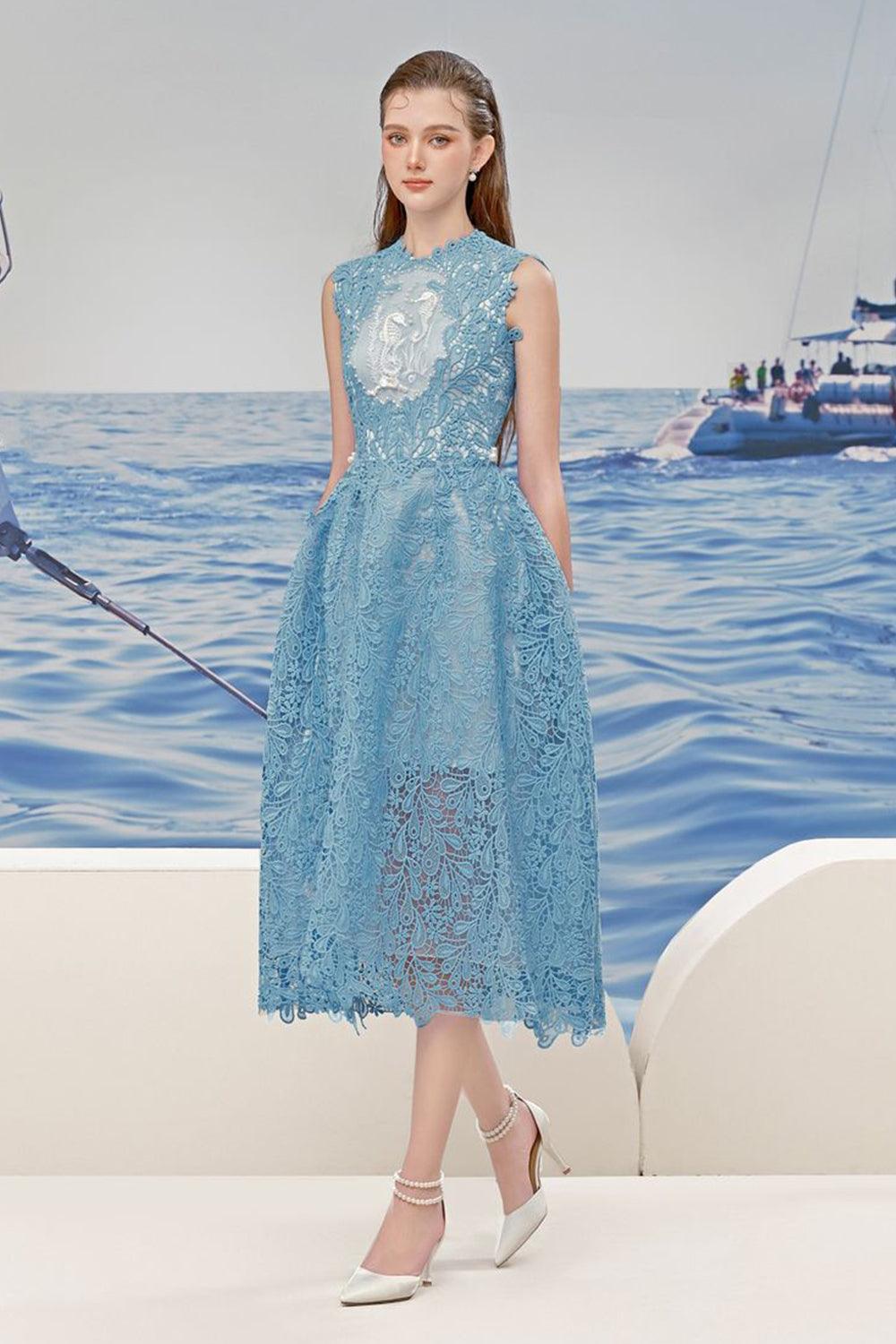 Cara A-line Sleeveless Lace Midi Dress - MEAN BLVD