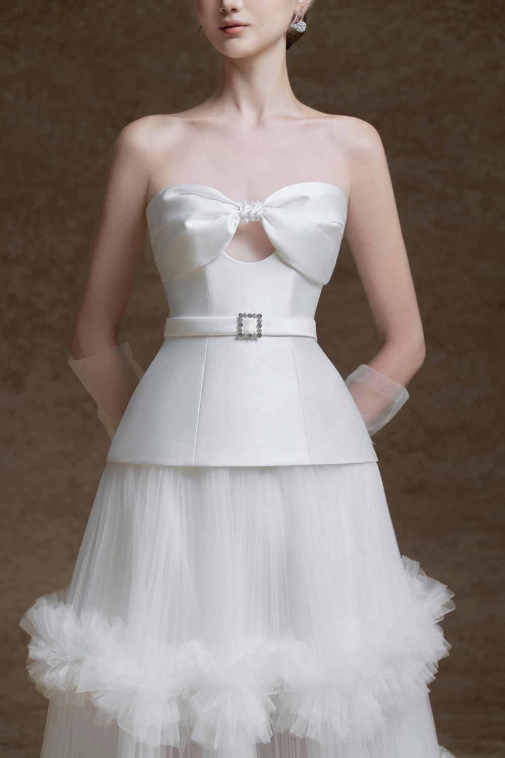 Carissa Peplum Semi-Heart Neck Trerena Taffeta Top - MEAN BLVD