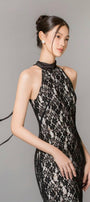 Carly Halter Scarf Neck Lace Ankle Length Dress - MEAN BLVD