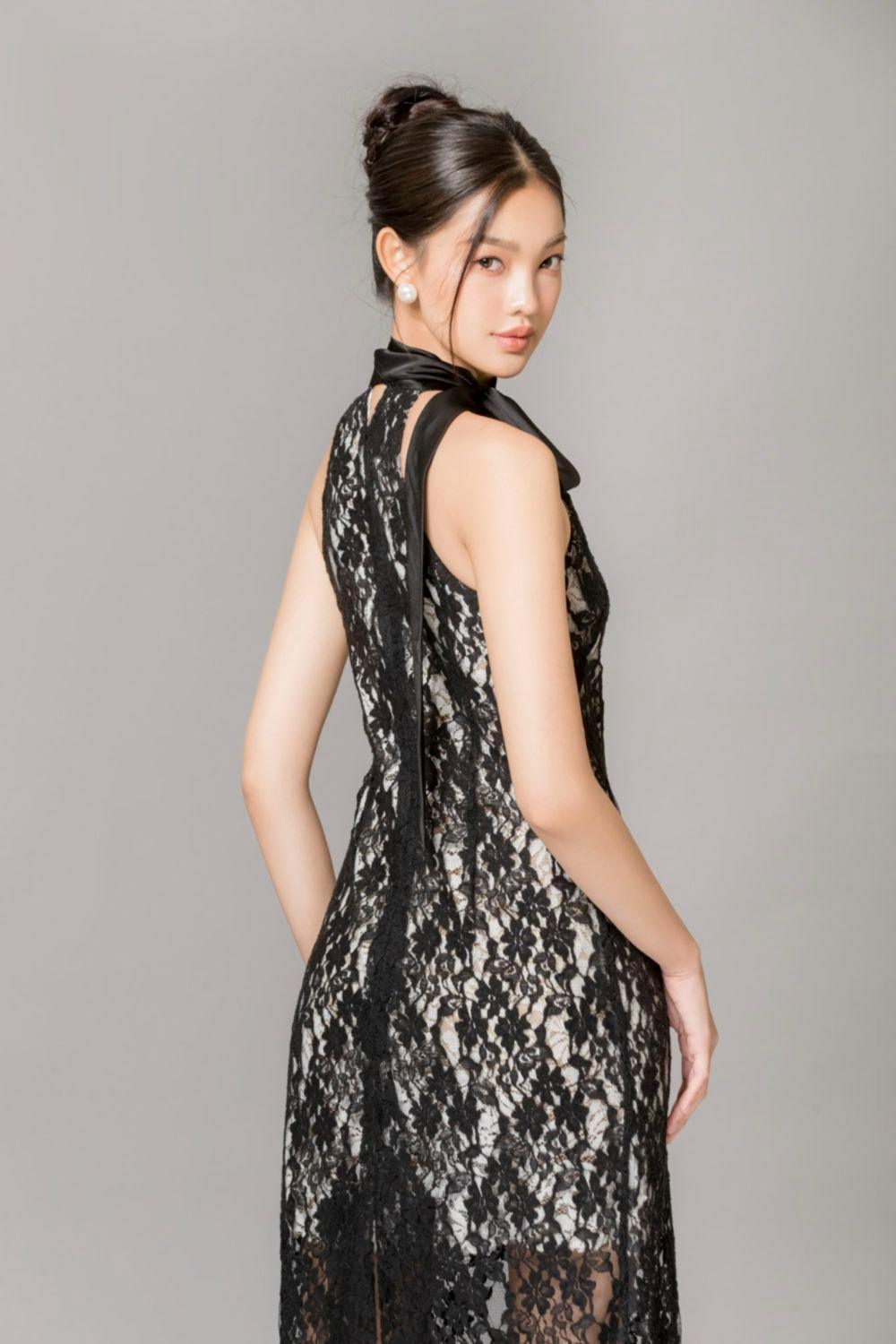 Carly Halter Scarf Neck Lace Ankle Length Dress - MEAN BLVD