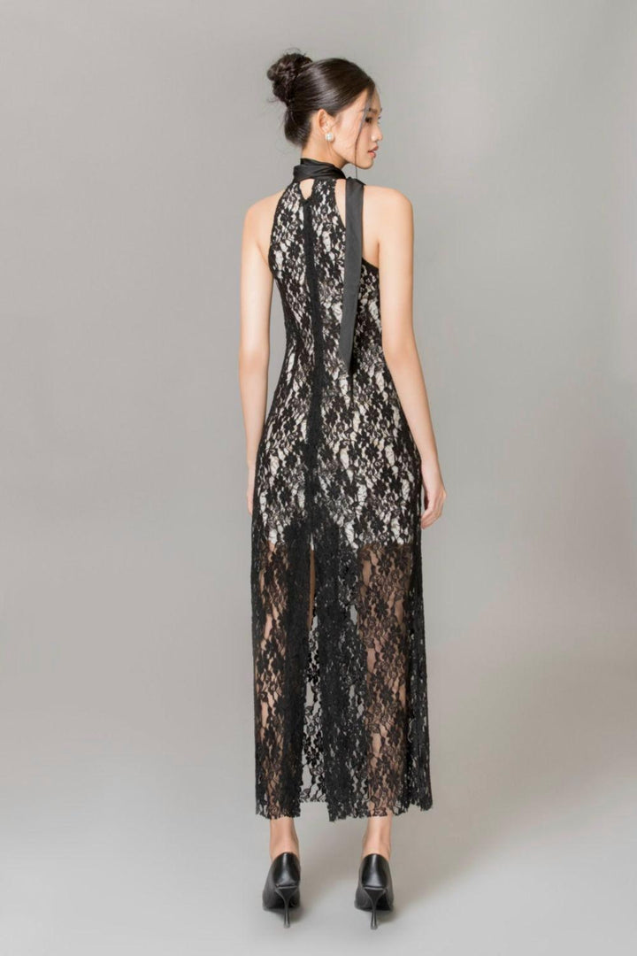 Carly Halter Scarf Neck Lace Ankle Length Dress - MEAN BLVD