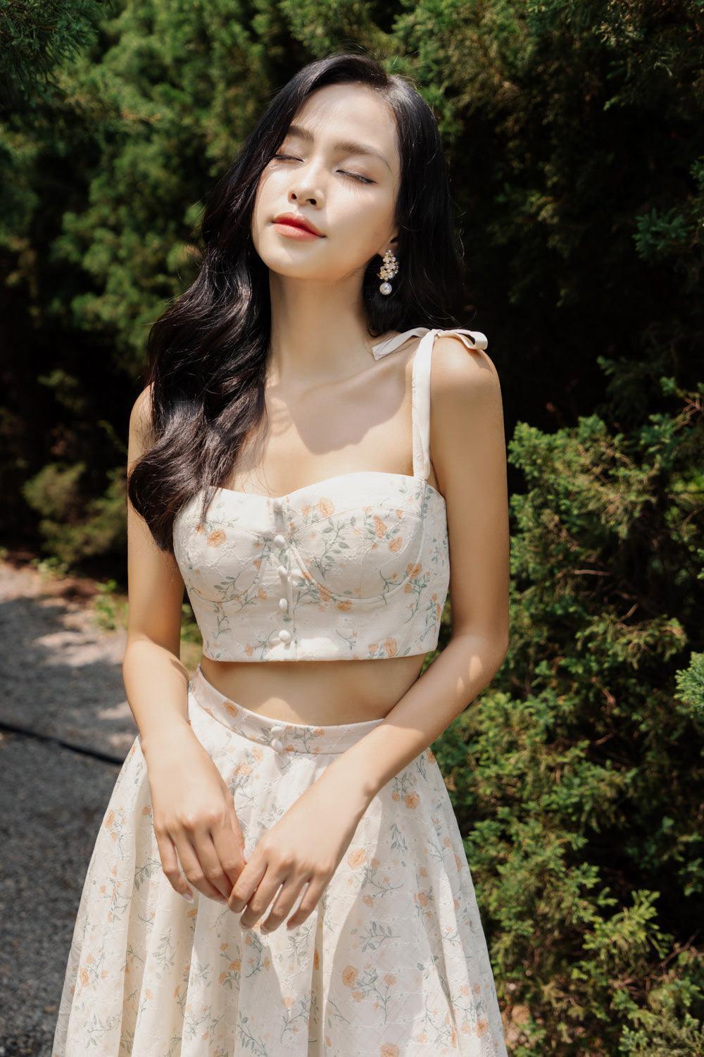 Carmen Bodycon Semi-Heart Neck Polyester Chiffon Crop Top - MEAN BLVD