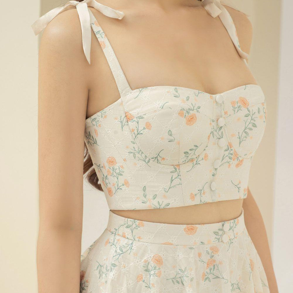 Carmen Bodycon Semi-Heart Neck Polyester Chiffon Crop Top - MEAN BLVD