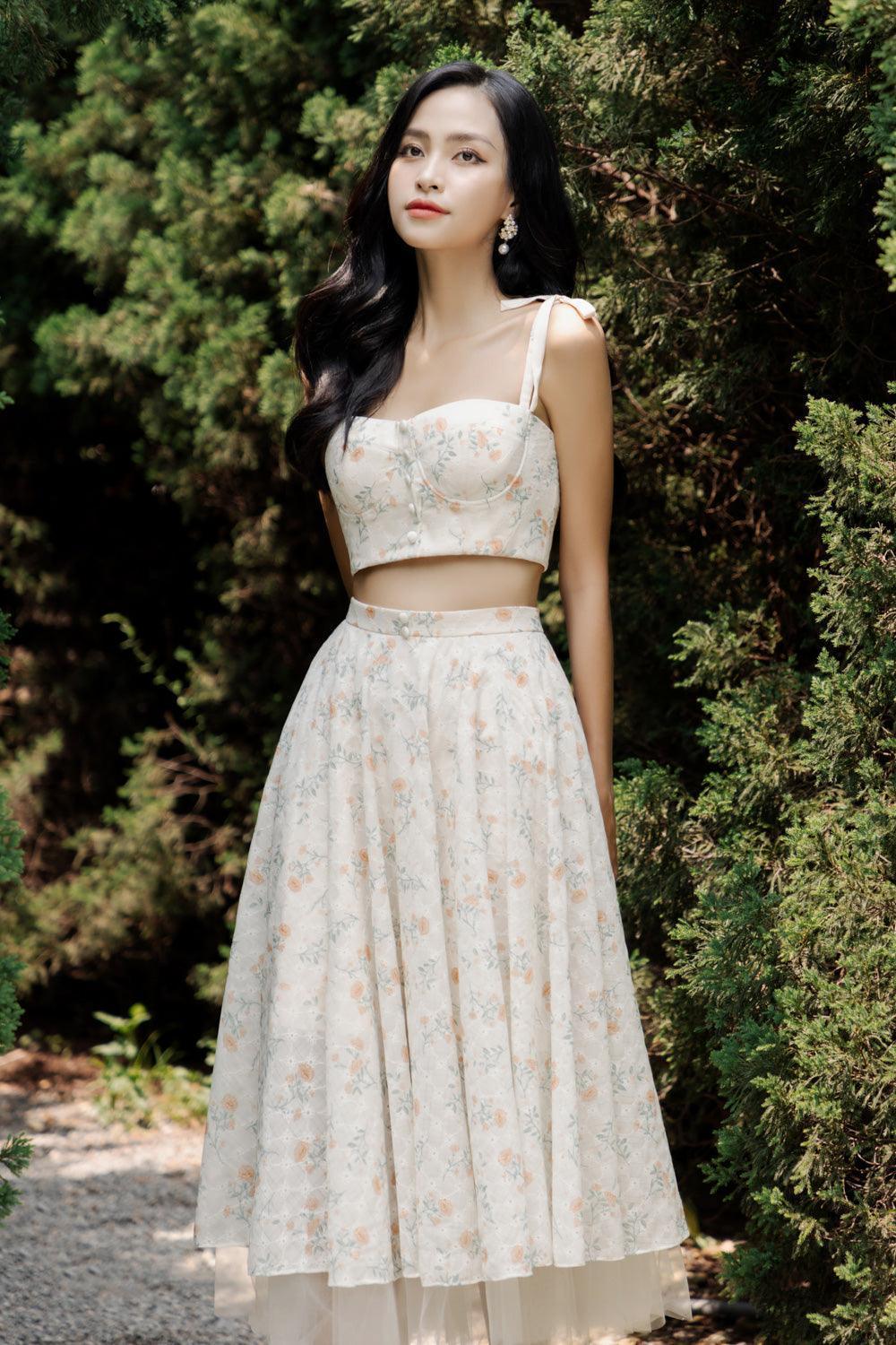 Carmen Layered Draped Polyester Chiffon Midi Skirt - MEAN BLVD