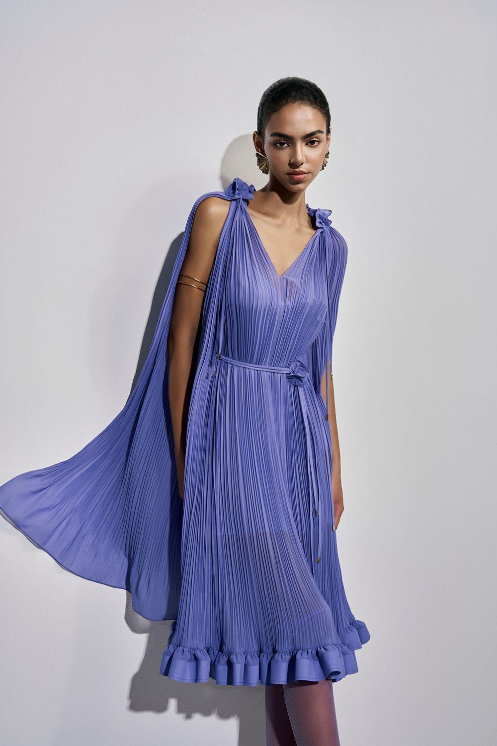 Carnation Drop Waist V-Neck Chiffon Midi Dress - MEAN BLVD