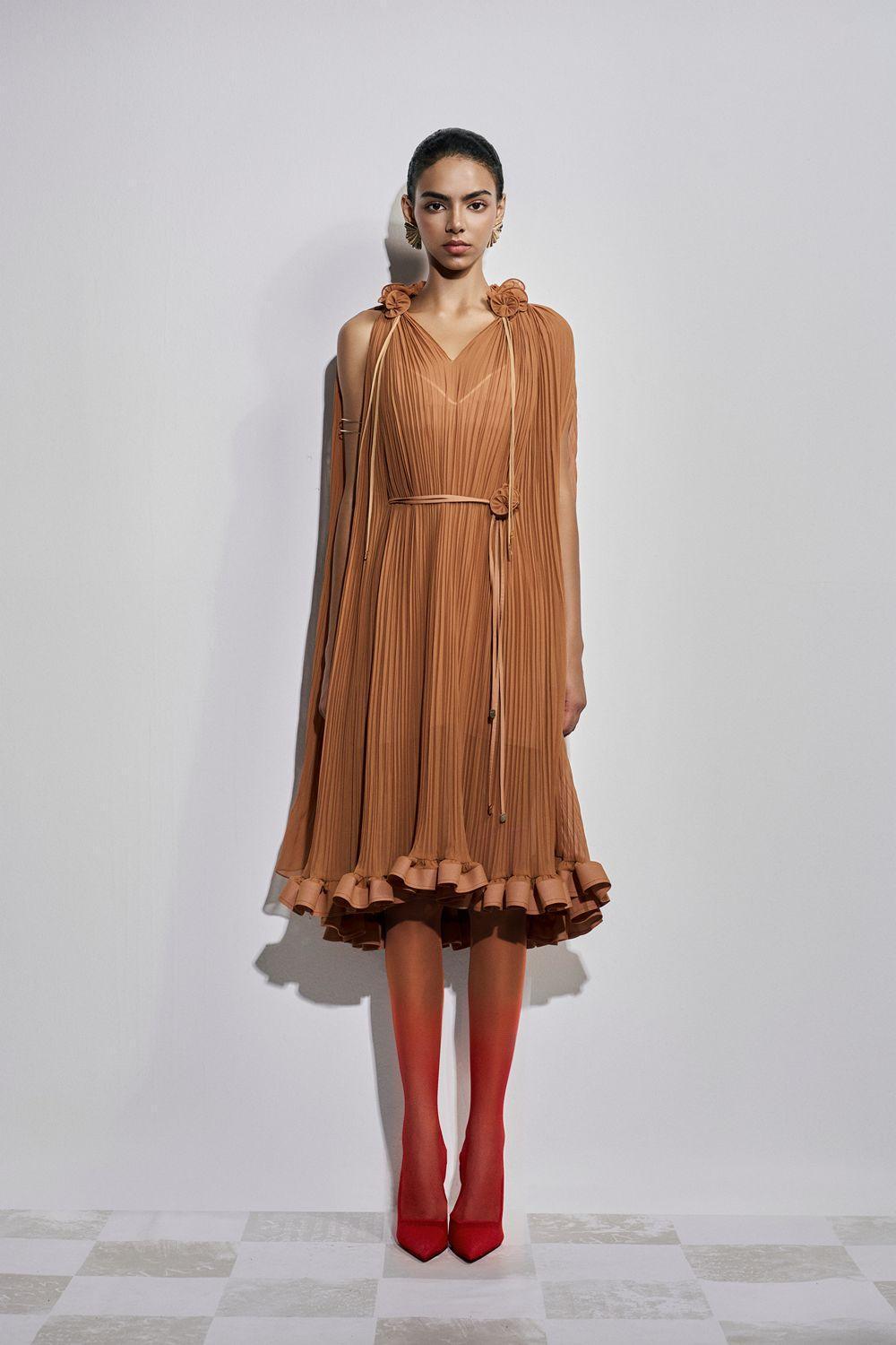 v neck chiffon midi dress V Neck Chiffon Ruched Waist Midi Dress