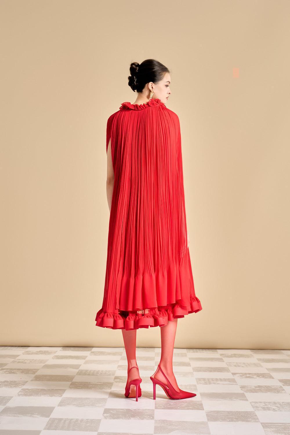 carnation red dress Carnation-Embroidered Mini Dress