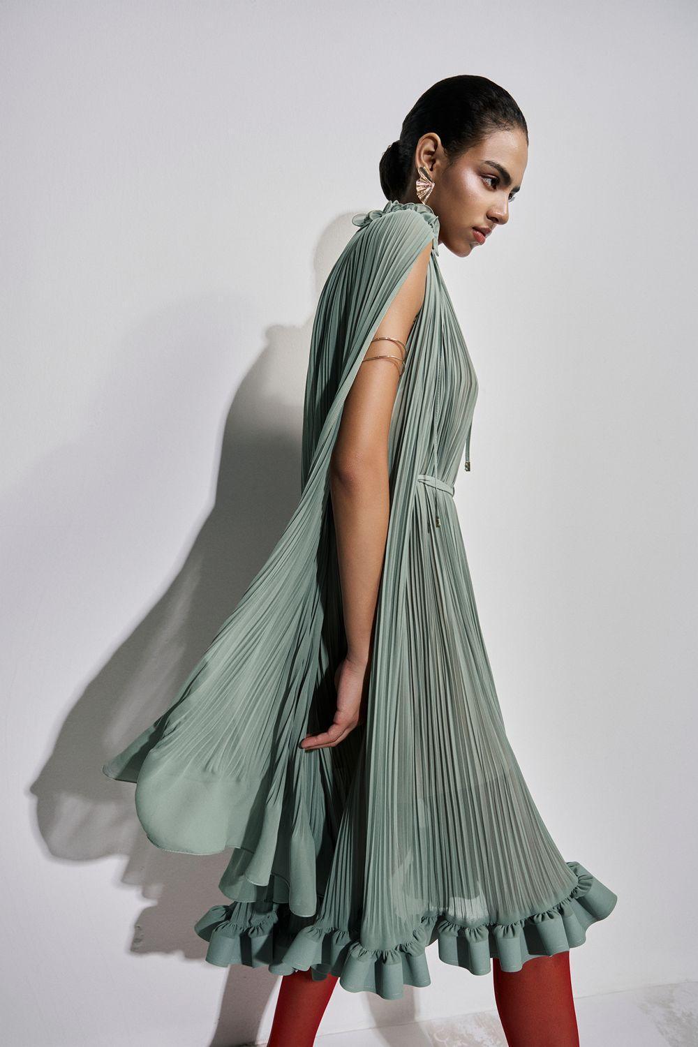 Carnation Drop Waist V-Neck Chiffon Midi Dress - MEAN BLVD