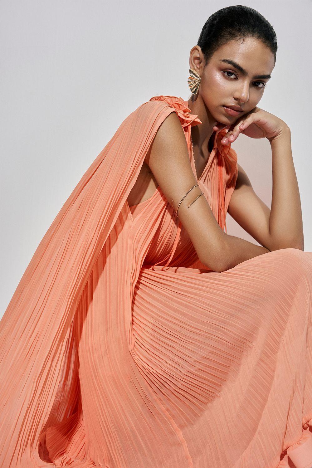 Carnation Drop Waist V-Neck Chiffon Midi Dress - MEAN BLVD