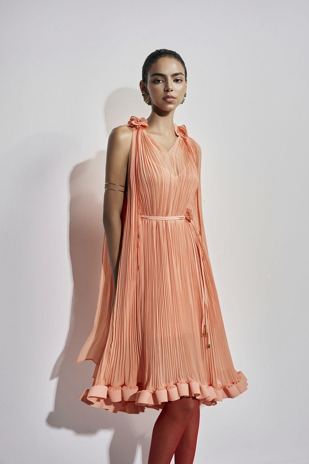 Carnation Drop Waist V-Neck Chiffon Midi Dress - MEAN BLVD