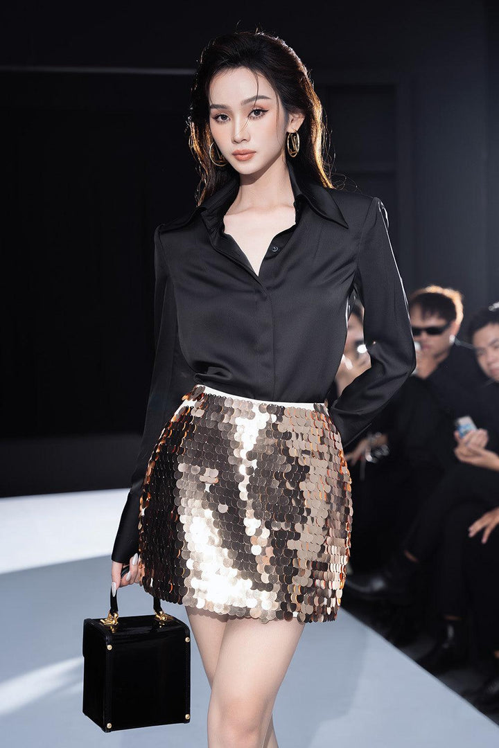 Carny A-line Back Zipper Sequin Mini Skirt - MEAN BLVD