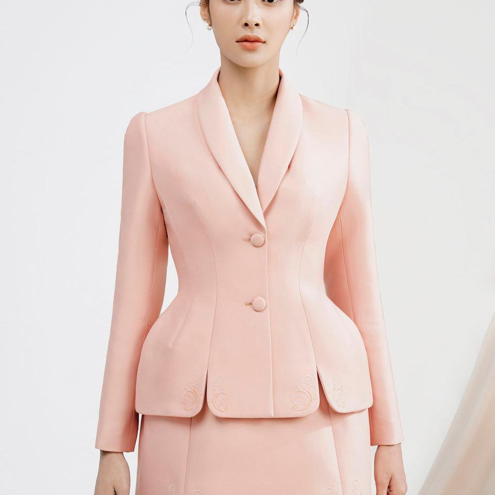 Caroline Peplum Shawl Lapel Taffeta Jacket - MEAN BLVD