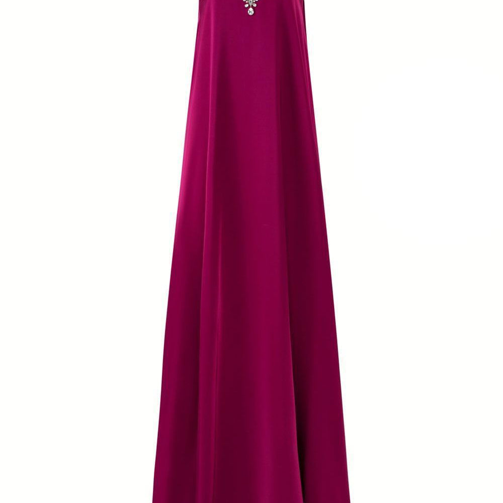 Caroline Trapezoid V-Neck Silk Floor Length Dress - MEAN BLVD