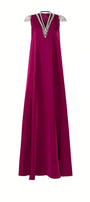 Caroline Trapezoid V-Neck Silk Floor Length Dress - MEAN BLVD
