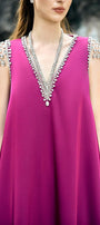 Caroline Trapezoid V-Neck Silk Floor Length Dress - MEAN BLVD