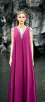 Caroline Trapezoid V-Neck Silk Floor Length Dress - MEAN BLVD