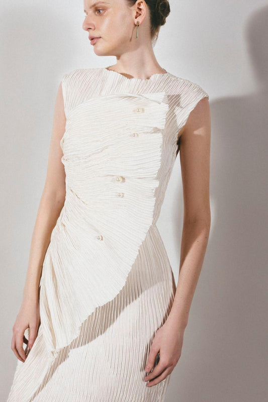 Casey Sheath Extended Flap Duchess Satin Ankle Length Dress - MEAN BLVD