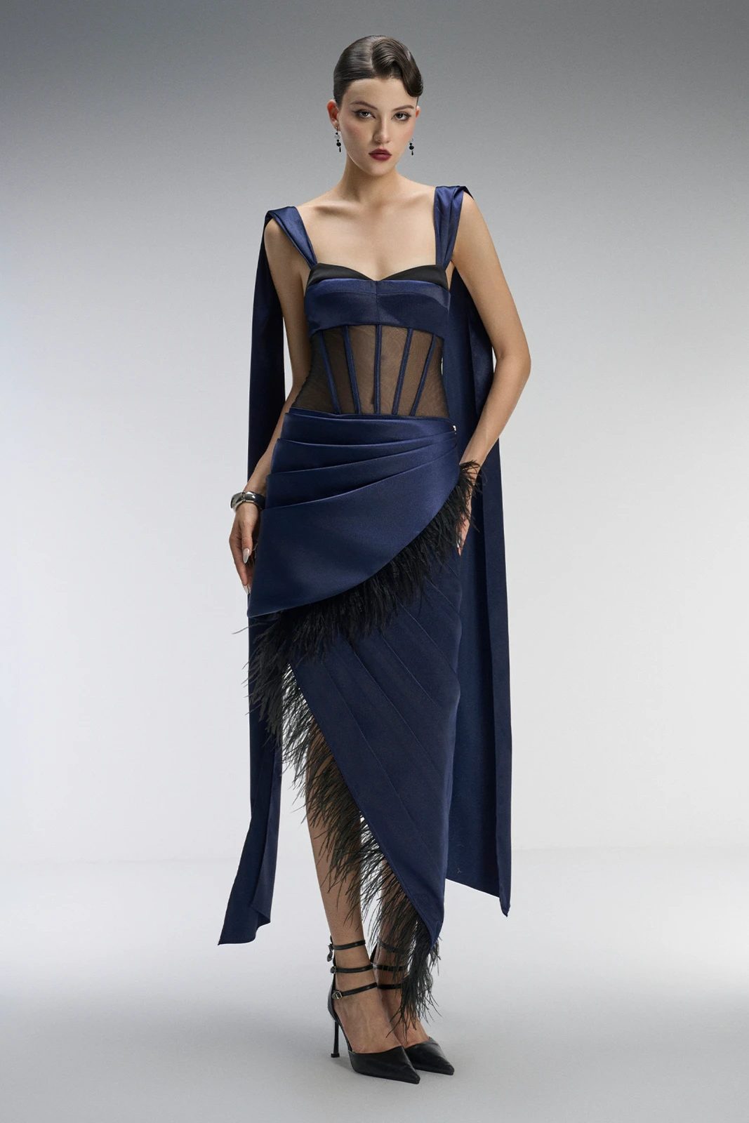 Caspian Feather Trim Maxi Dress - MEAN BLVD
