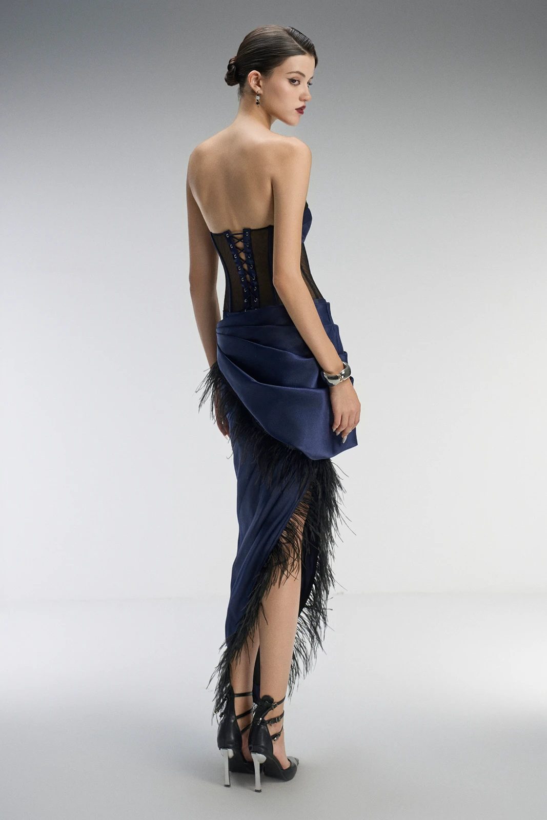 Caspian Feather Trim Maxi Dress - MEAN BLVD