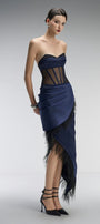 Caspian Feather Trim Maxi Dress - MEAN BLVD