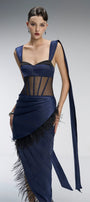 Caspian Feather Trim Maxi Dress - MEAN BLVD