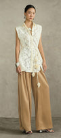 Cassia Straight Wide Leg Linen Cotton Floor Length Pants - MEAN BLVD