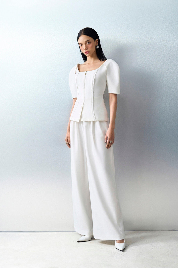 Cassia Straight Wide Leg Linen Cotton Floor Length Pants - MEAN BLVD