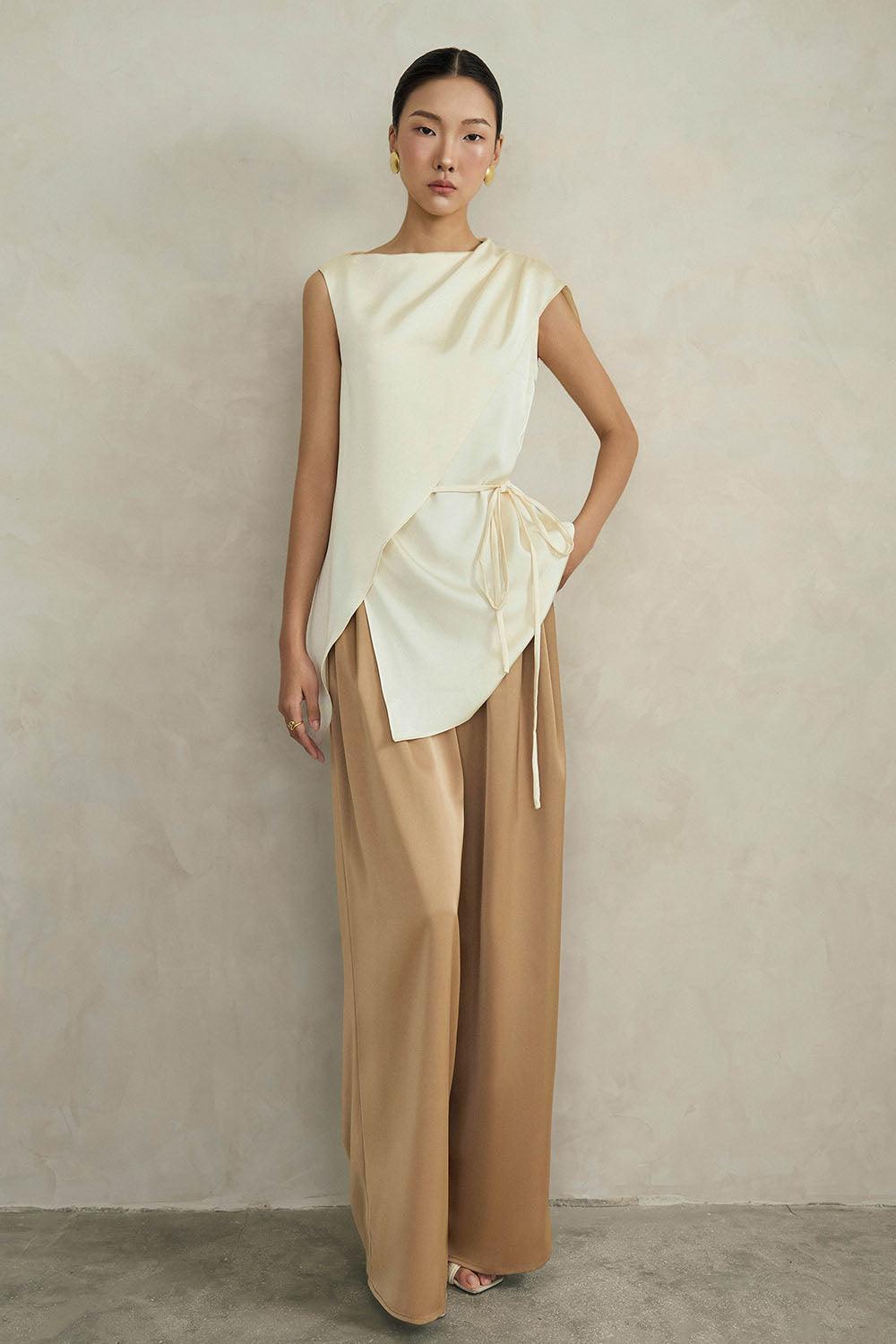 Cassia Straight Wide Leg Linen Cotton Floor Length Pants - MEAN BLVD