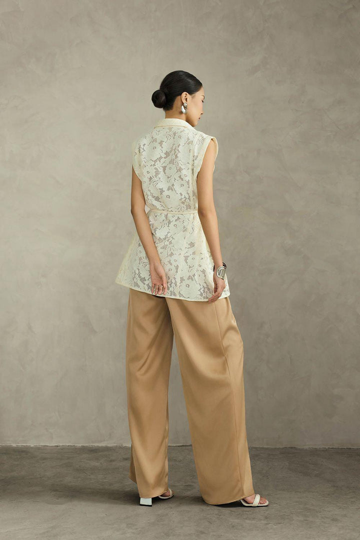 Cassia Straight Wide Leg Linen Cotton Floor Length Pants - MEAN BLVD