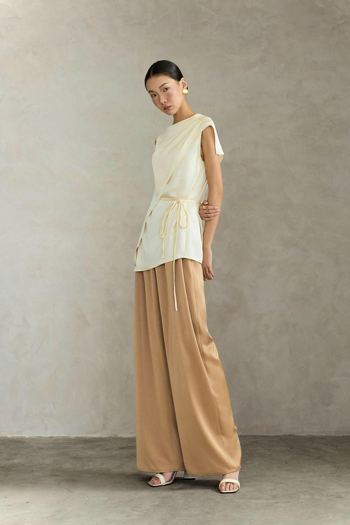 Cassia Straight Wide Leg Linen Cotton Floor Length Pants - MEAN BLVD